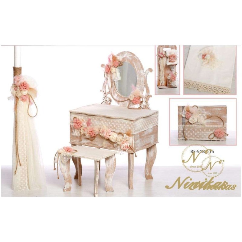 Boudoir Flowers Baptism Set Σετ Βάπτισης Κορίτσι
