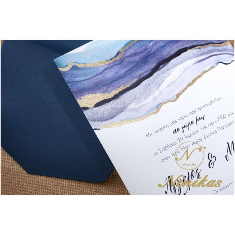 Watercolor Waves – Navy Blue Folder Γάμος