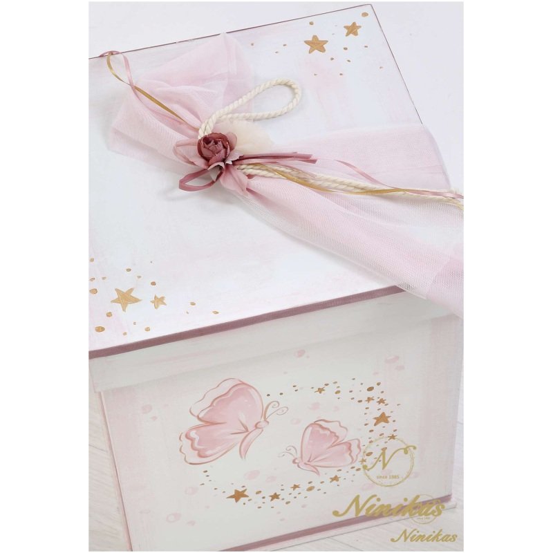 Pink Butterfly Σετ Βάπτισης Κορίτσι